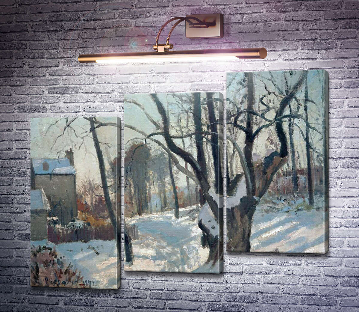 Модульна картина Зимовий пейзаж в Лувесьене (Модуль №14) Каміль Пісарро