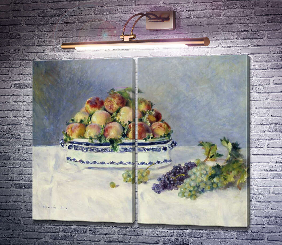 Модульна картина Натюрморт з персиками і виноградом П'єр Огюст Ренуар