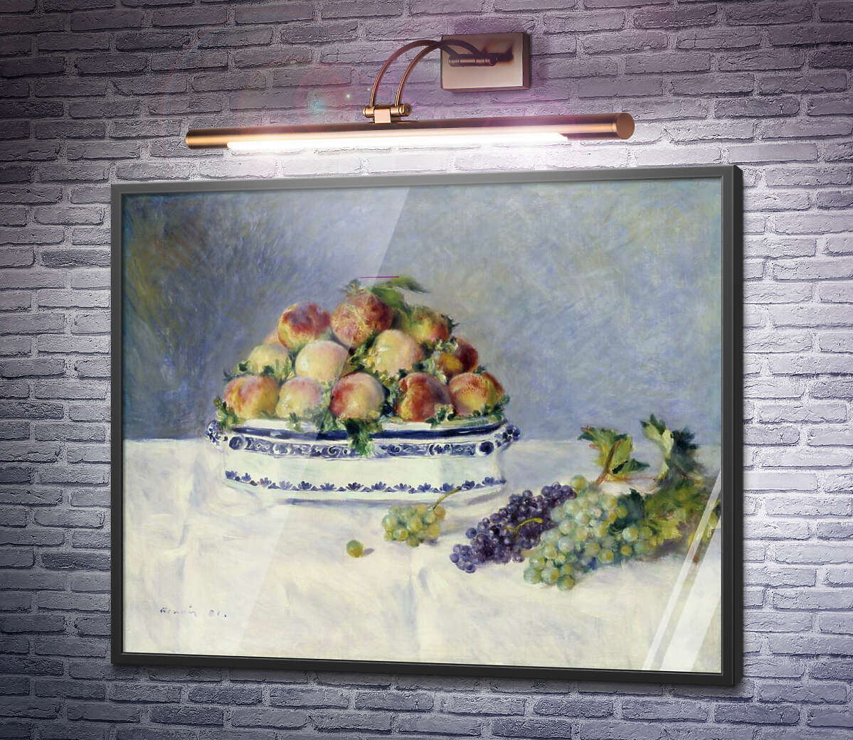 Постер Натюрморт с персиками и виноградом Пьер Огюст Ренуар