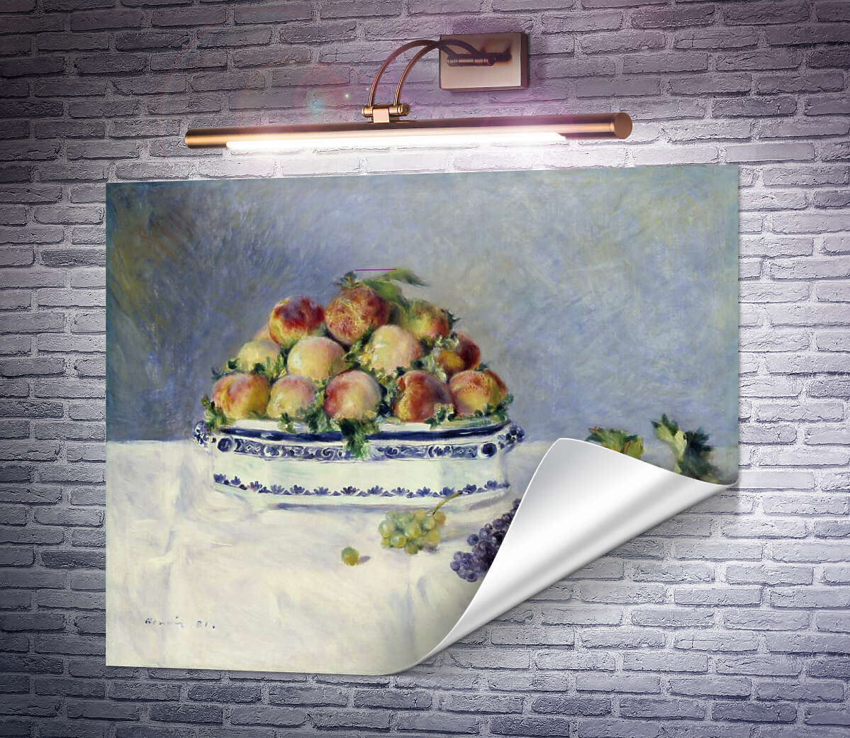 Тільки друк Натюрморт з персиками і виноградом П'єр Огюст Ренуар