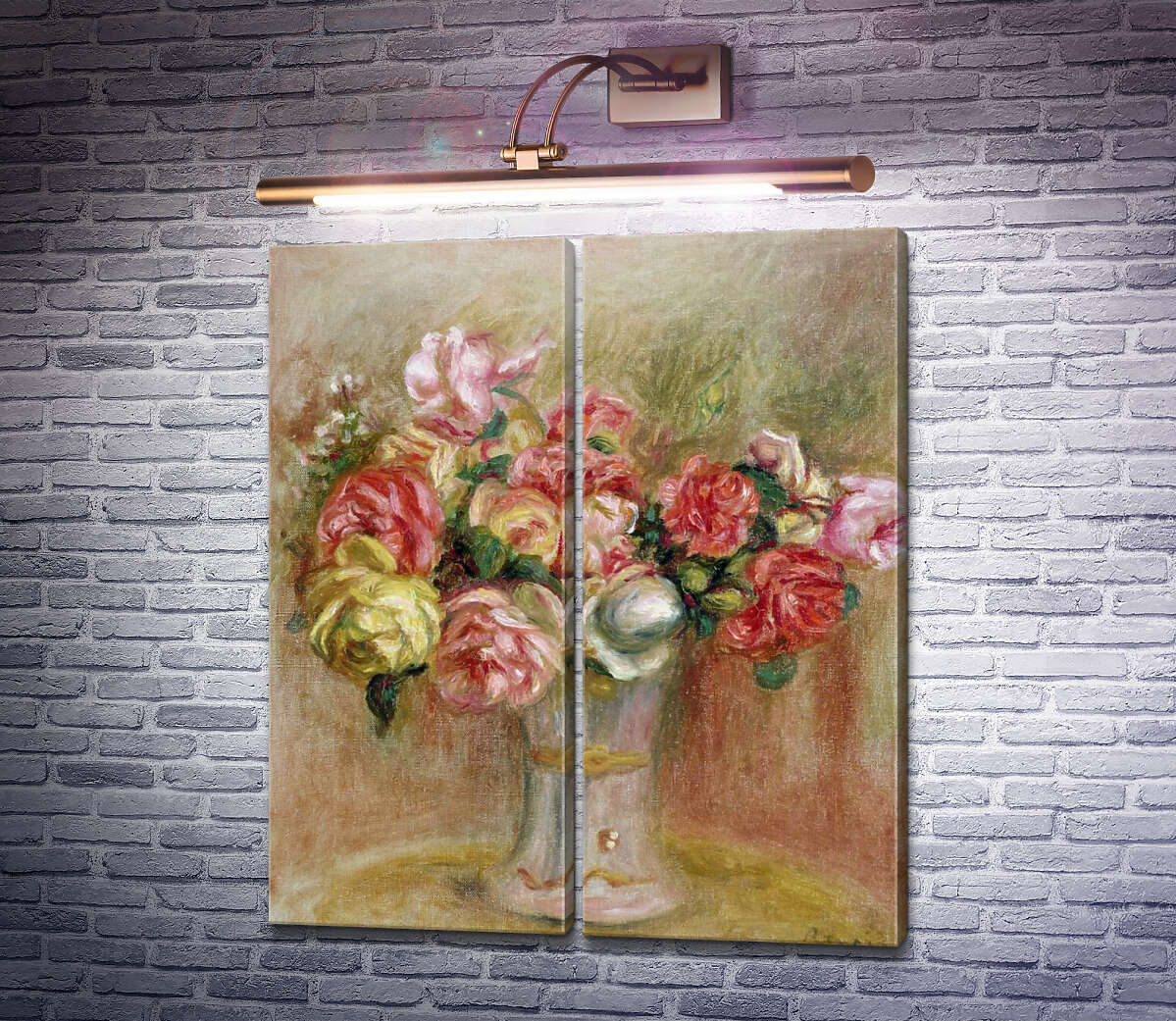 Модульна картина Троянди в севрській вазі П'єр Огюст Ренуар