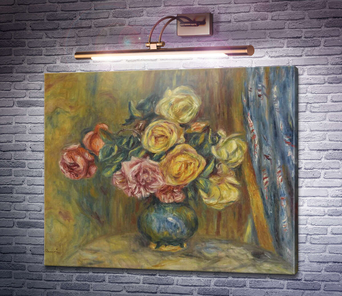 Картина Троянди і блакитна завіса, 1912 П'єр Огюст Ренуар