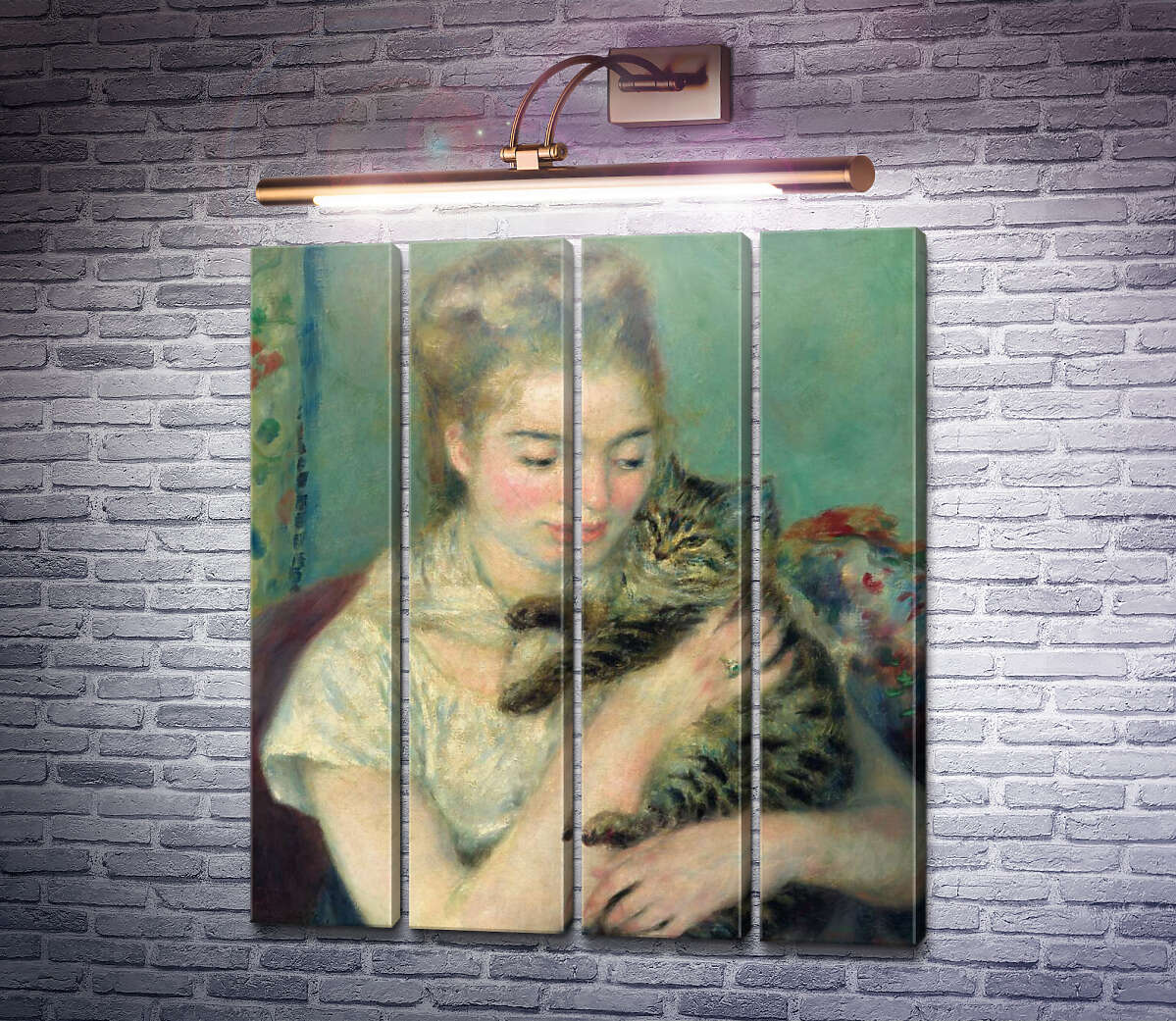 Модульная картина Женщина с котом (Модуль №24) Пьер Огюст Ренуар