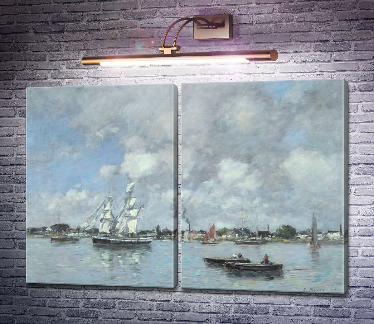 Модульна картина Човни і вітрильники на Гаронна Ежен Буден