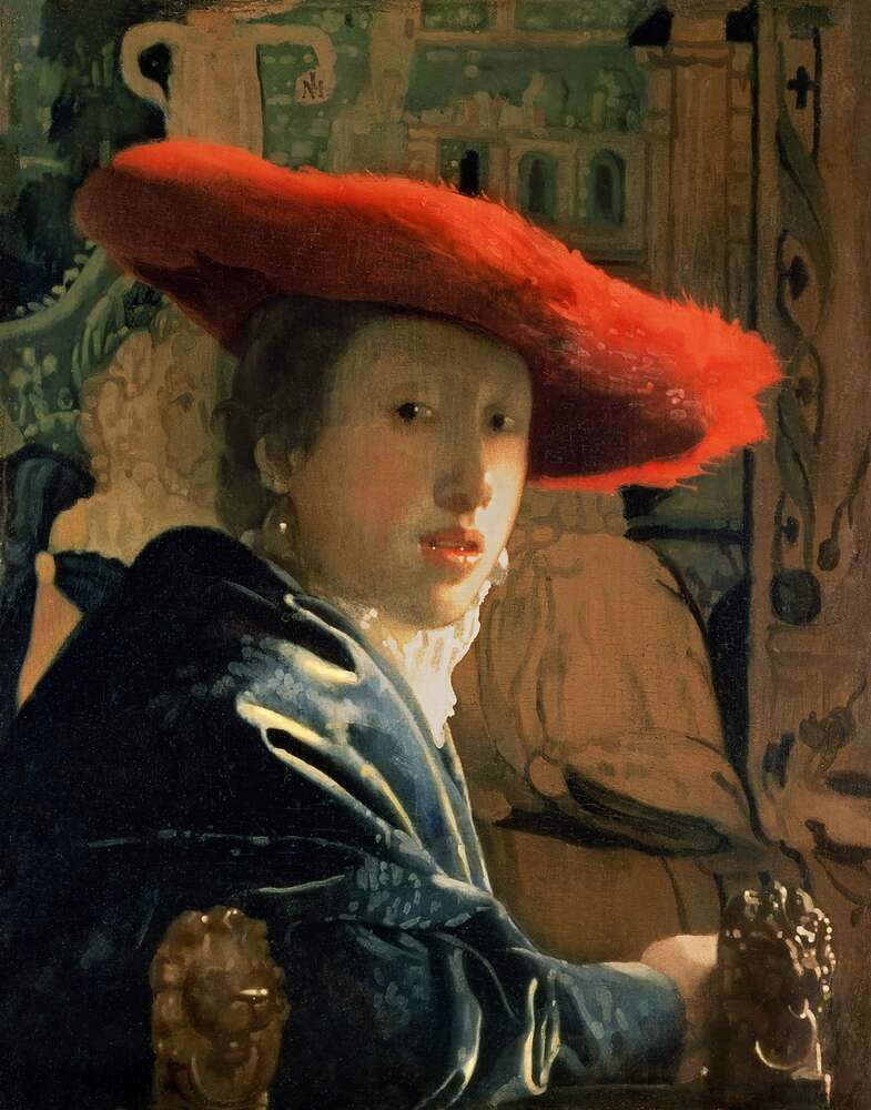 репродукція картина-постер  Дівчина в червоному капелюсі Ян Вермеєр