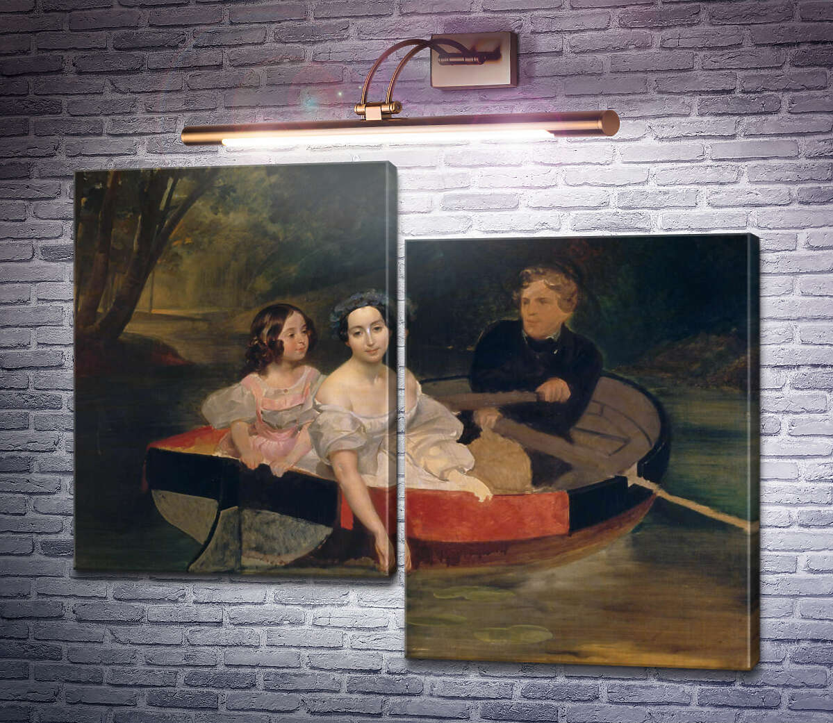 Модульная картина Портрет автора и баронессы Е. Н. Меллер-Закомельской с девочкой, в лодке (Модуль №9) Карл Брюллов Модульная картина Портрет автора и баронессы Е. Н. Меллер-Закомельской с девочкой, в лодке (Модуль №9) Карл Брюллов