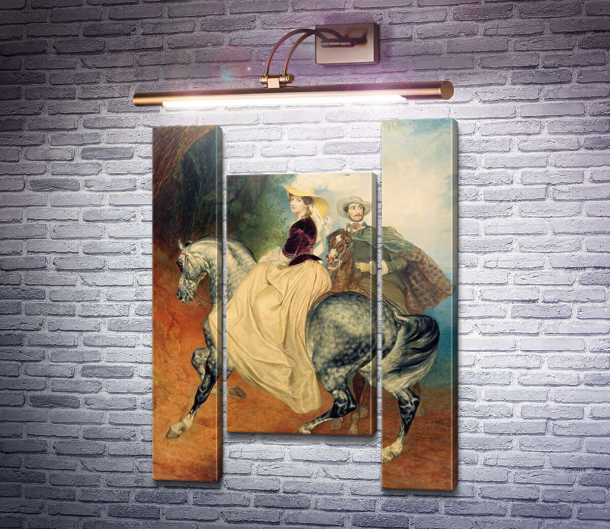 Модульная картина Всадники. Парный портрет Е. Мюссара и Э. Мюссар (Модуль №11) Карл Брюллов