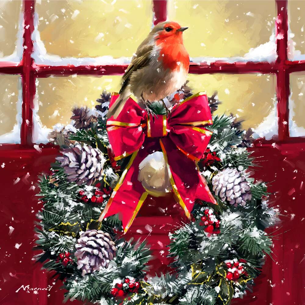 репродукція картина-постер  Снігур на різдвяному вінку Річард Макнейл
