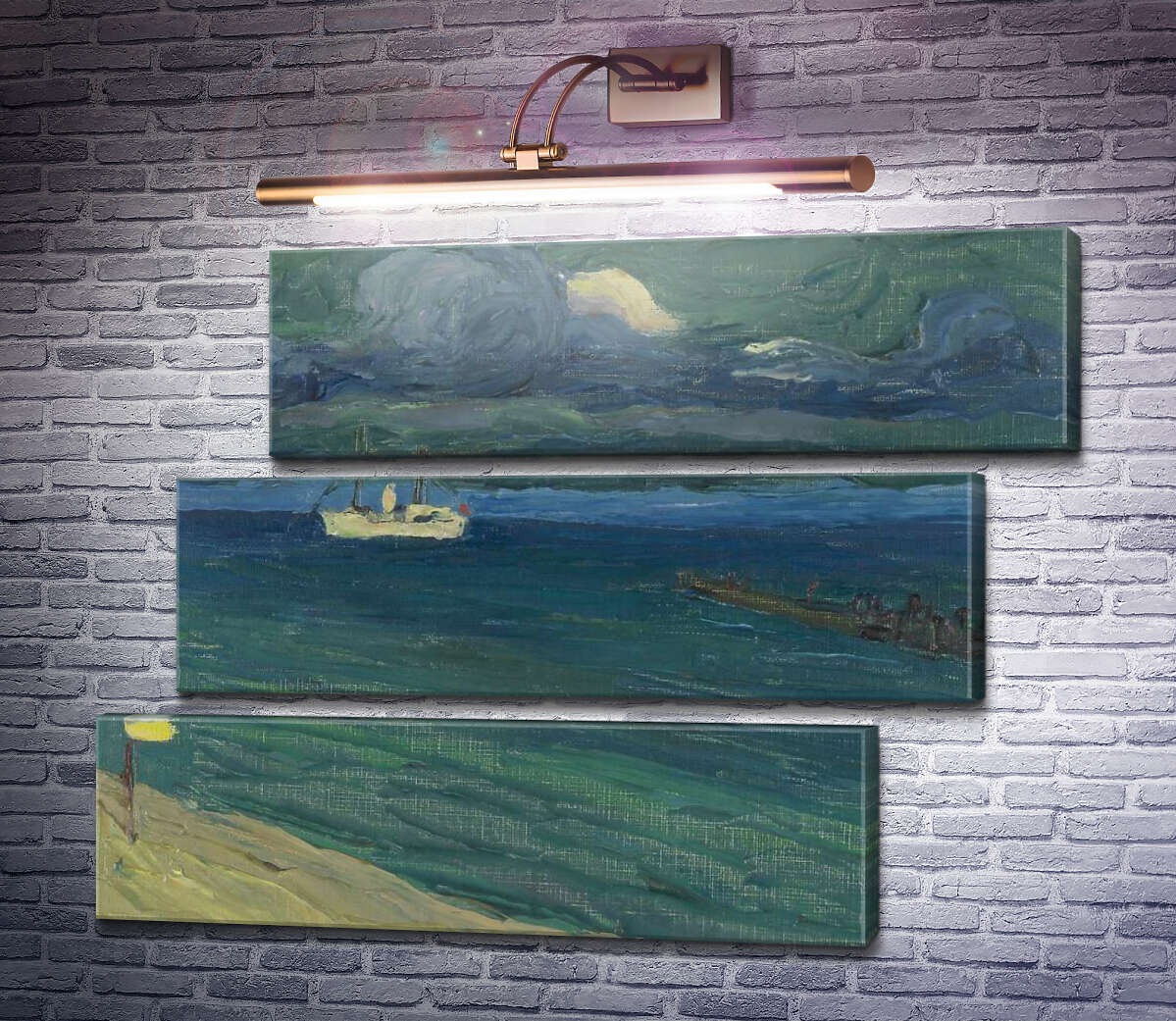 Модульна картина Рапалло - морський пейзаж з пароплавом, Будинок Ленбаха, 1906. (Модуль №17) Василь Кандинський