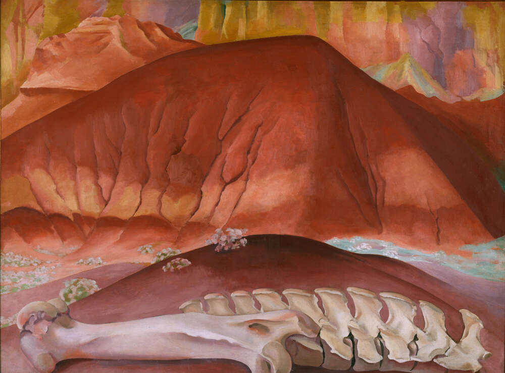 репродукция картина-постер  Красные холмы и скелет Джорджия О'Кифф