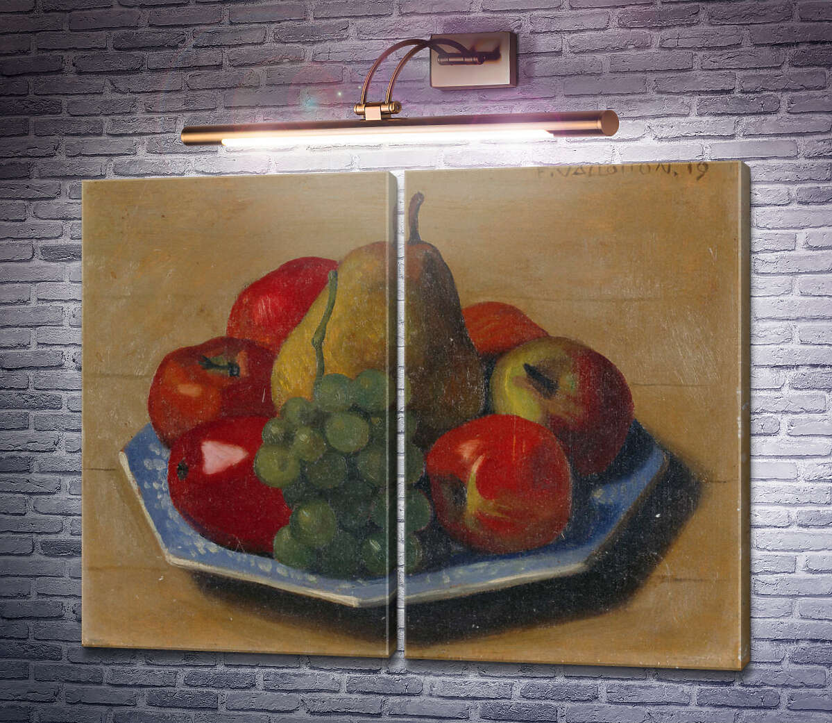 Модульна картина Натюрморт з яблуками, грушами та виноградом Фелікс Валлоттон