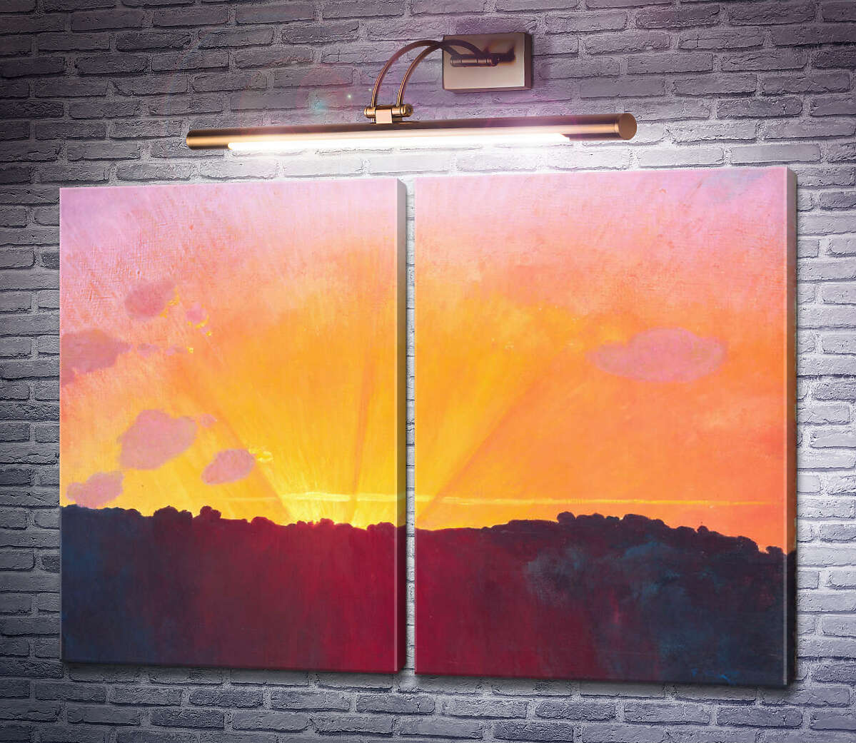 Модульна картина Захід сонця, помаранчеве небо Фелікс Валлоттон