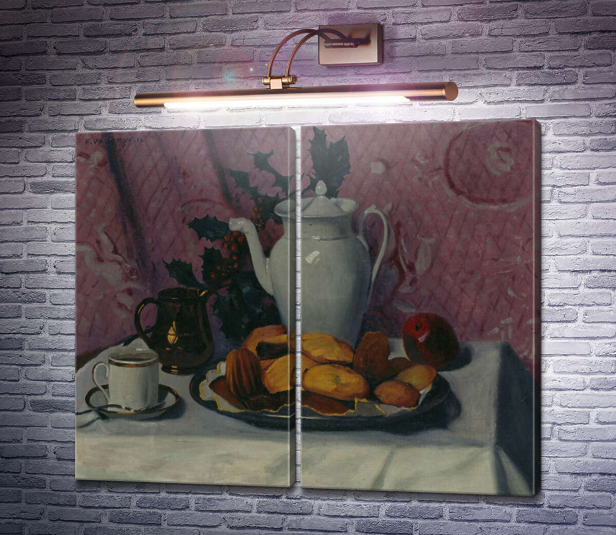 Модульна картина Натюрморт з випічкою, глечиком та чашкою Фелікс Валлоттон