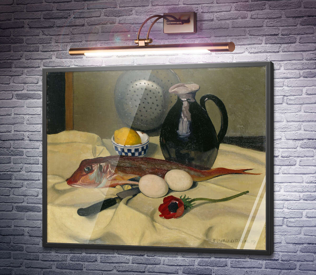 Постер Натюрморт з рибою, яйцями, маком та ножем Фелікс Валлоттон