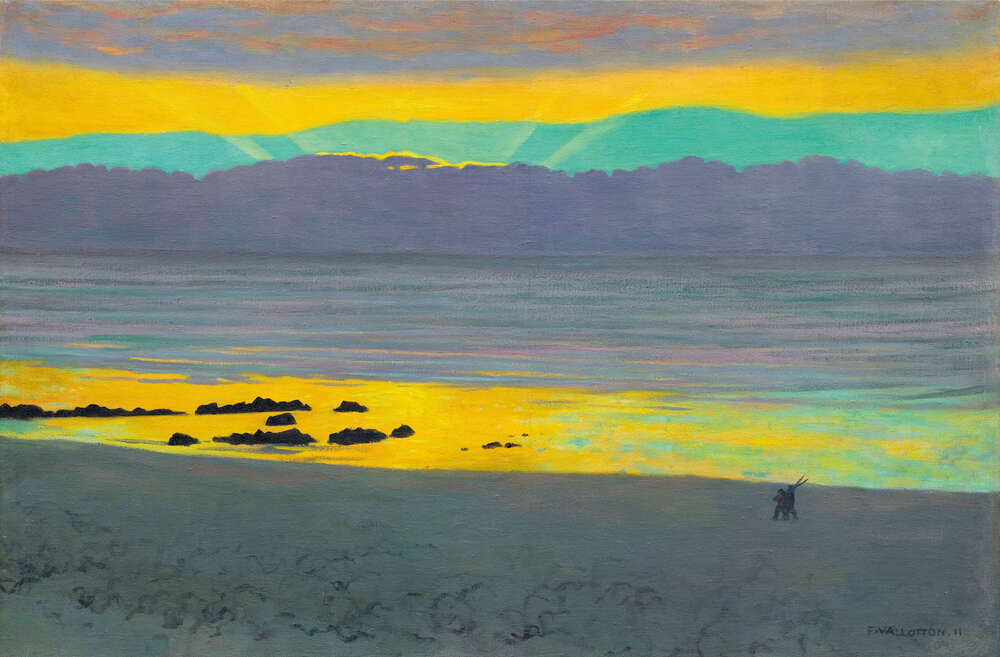 репродукція картина-постер  Жовто-зелений захід сонця над морем Фелікс Валлоттон