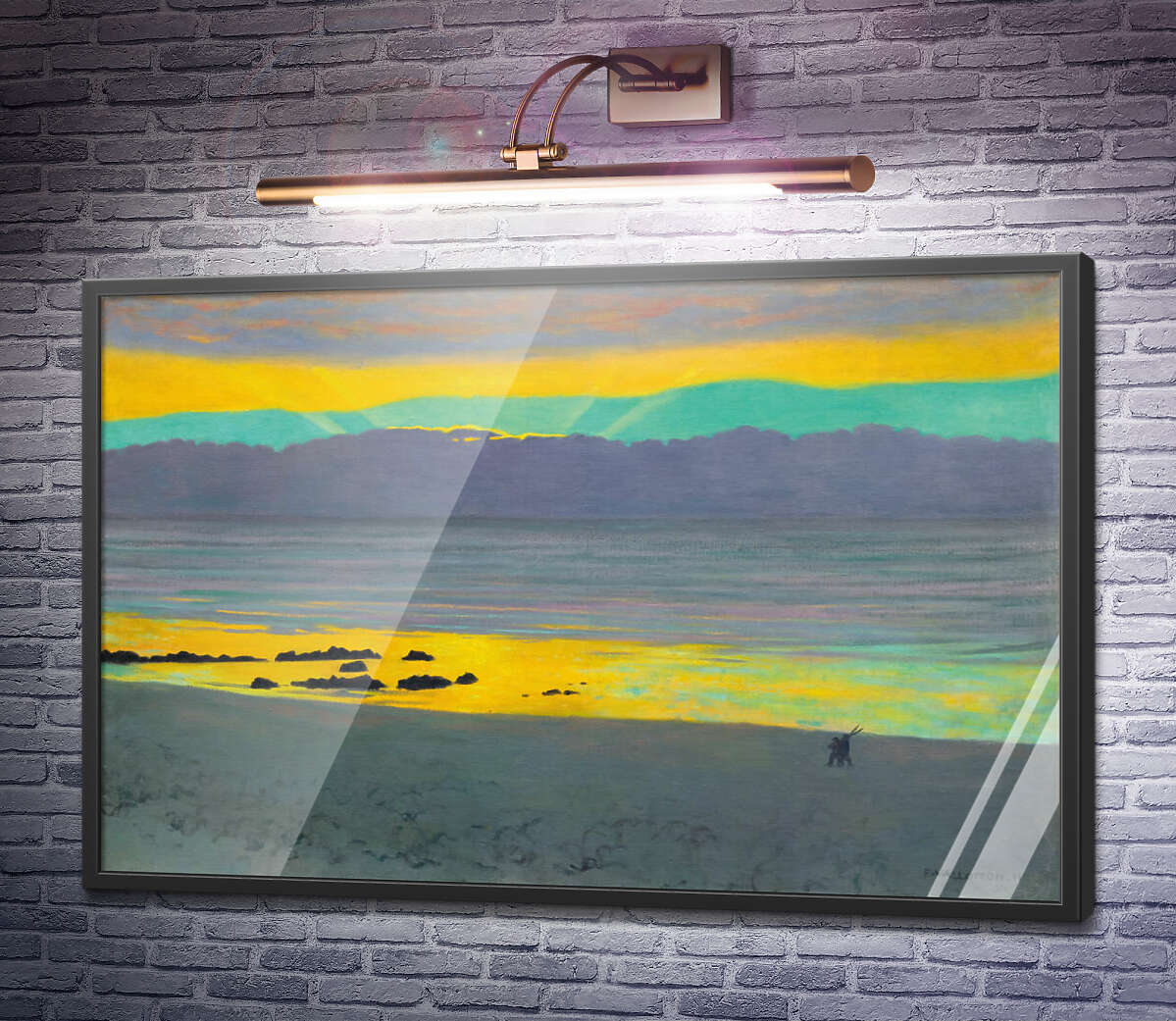 Постер Жовто-зелений захід сонця над морем Фелікс Валлоттон