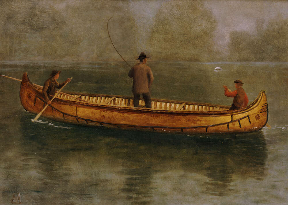 репродукція картина-постер  Риболовля з каное Альберт Бірштадт