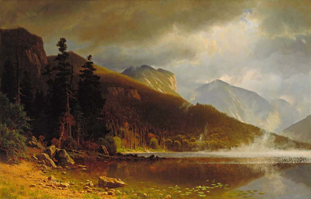репродукція картина-постер  Гірський краєвид з озером Альберт Бірштадт