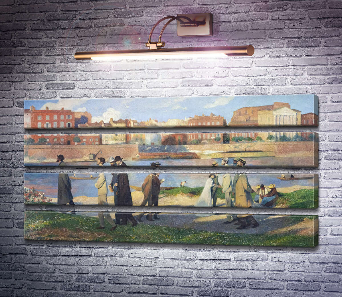 Модульна картина Берег Гаронни з городянами, що прогулюються (Модуль №22) Анрі Жан Гійом Мартен