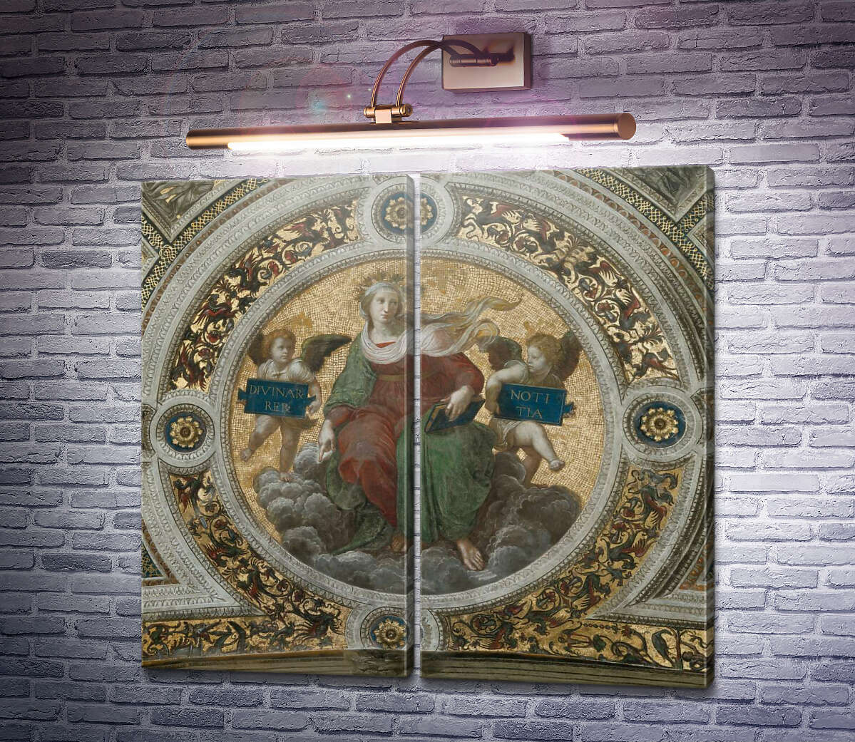 Модульная картина Станца делла Сеньятура: Роспись потолка (фрагмент) - Богословие Рафаэль Санти
