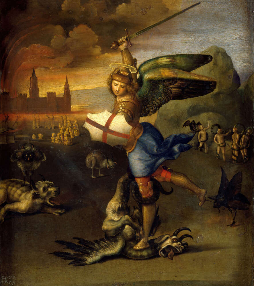 репродукция картина-постер  Святой Михаил и дракон Рафаэль Санти
