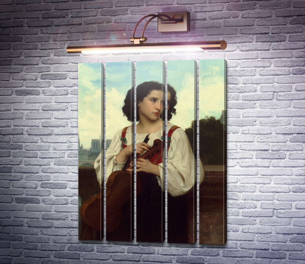 Модульна картина Одна у всьому світі (Вулична скрипалька на тлі Парижа) (Модуль №26) Адольф Вільям Бугро