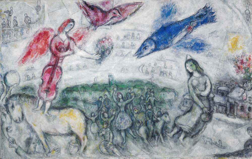 репродукция картина-постер  Путешественники Марк Шагал