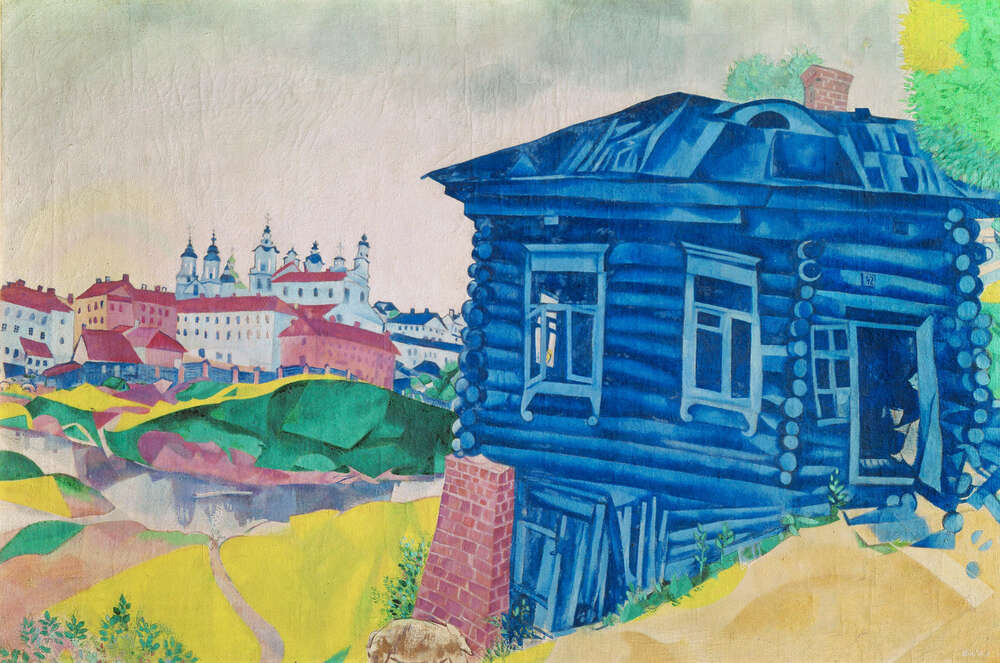 репродукція картина-постер  Синя хата Марк Шагал