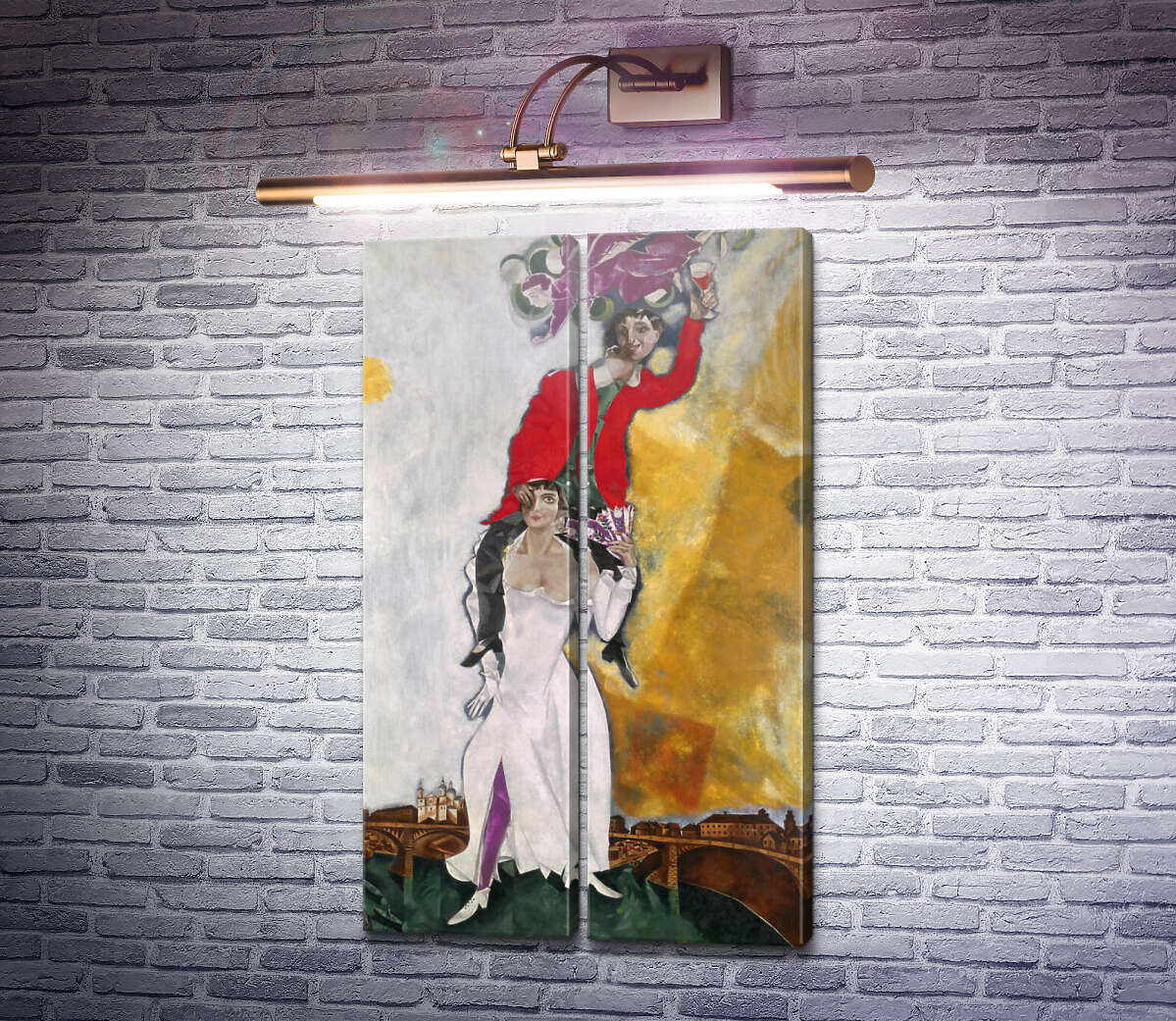 Модульна картина Подвійний портрет з келихом вина Марк Шагал