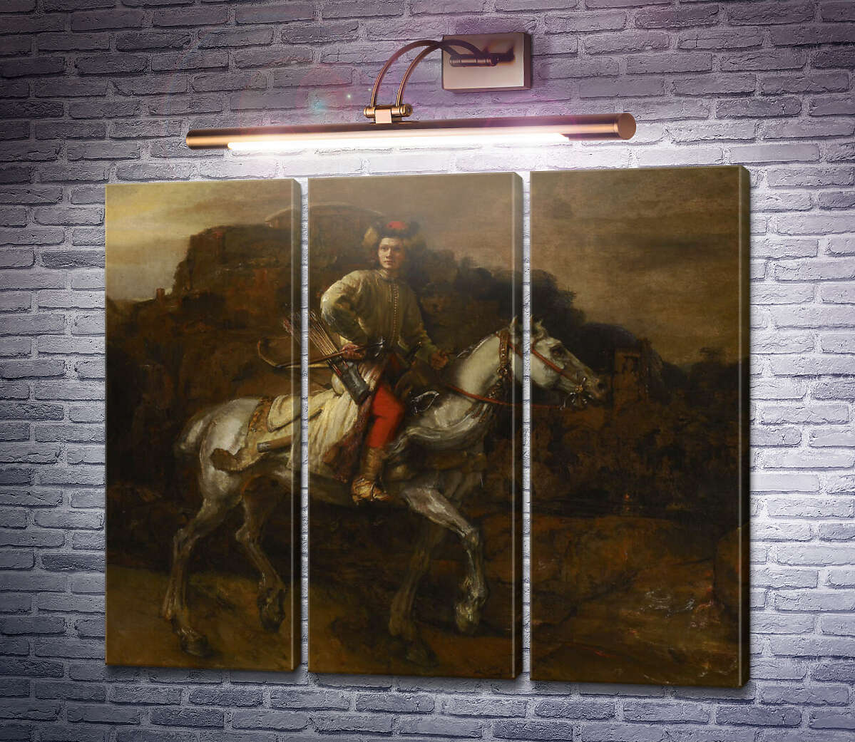 Модульна картина Польський вершник (Портрет Маркіана Огінскі, канцлера Літанії, верхи) (Модуль №2) Рембрандт ван Рейн Модульна картина Польський вершник (Портрет Маркіана Огінскі, канцлера Літанії, верхи) (Модуль №2) Рембрандт ван Рейн