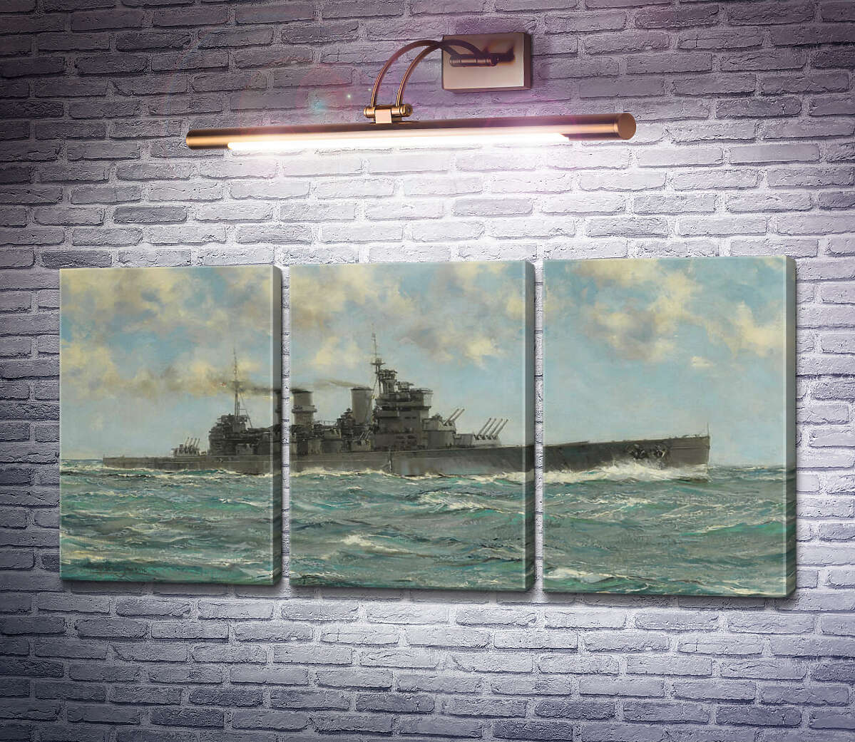 Модульная картина Британский линкор HMS Howe в море (Модуль №2) Монтегю Доусон