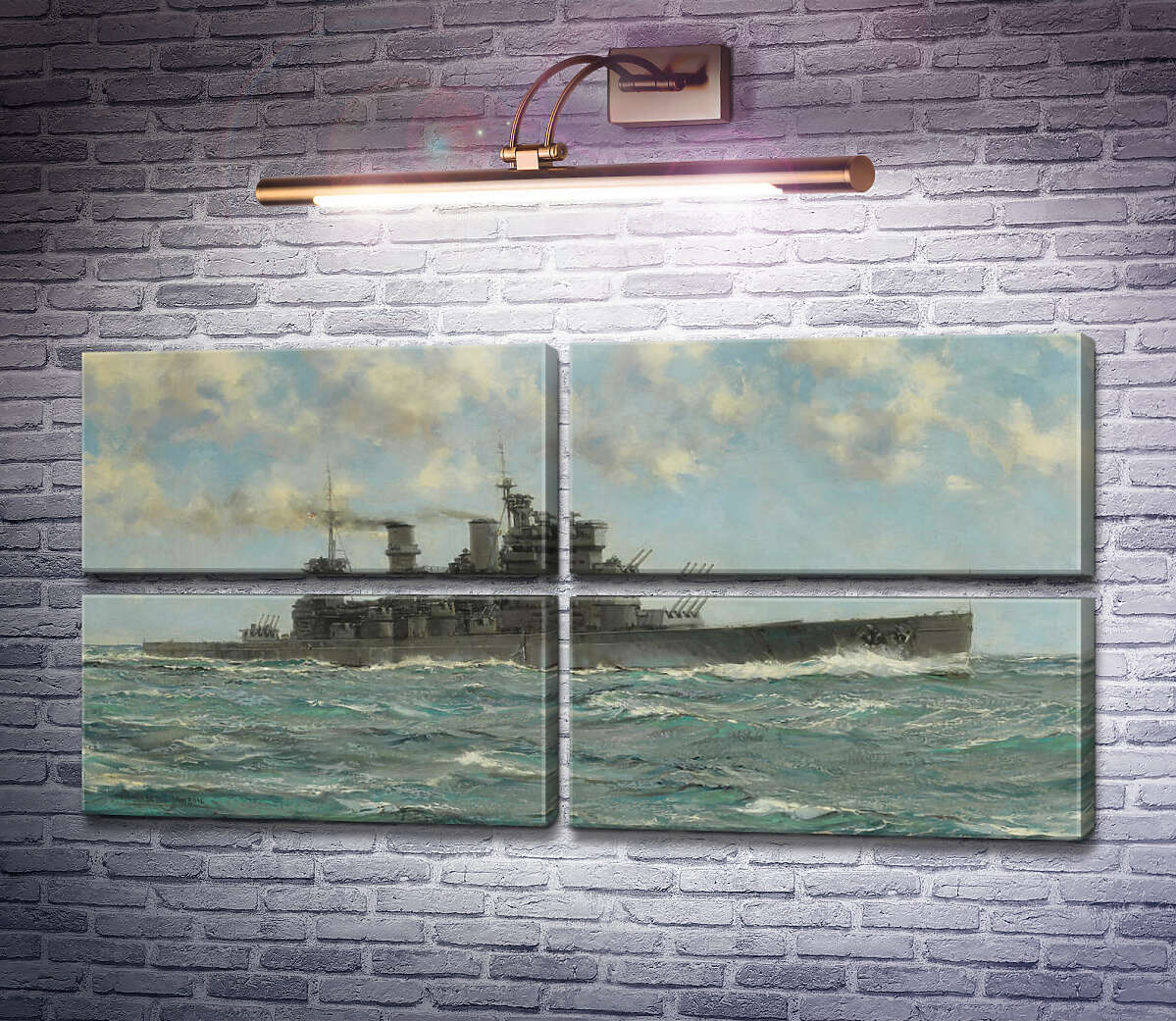 Модульна картина Британський лінкор HMS Howe у морі (Модуль №25) Монтегю Доусон