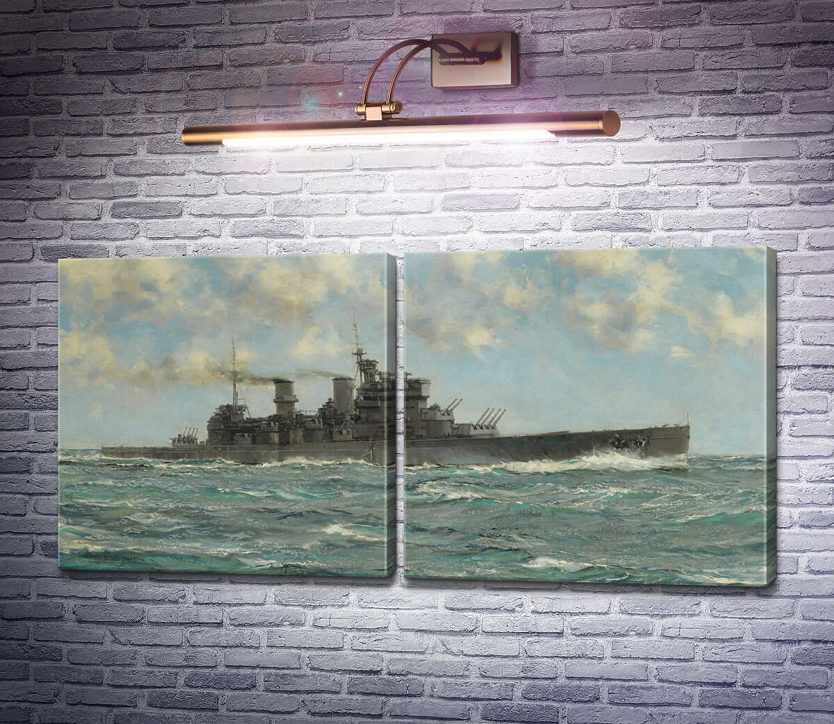 Модульная картина Британский линкор HMS Howe в море (Модуль №6) Монтегю Доусон Модульная картина Британский линкор HMS Howe в море (Модуль №6) Монтегю Доусон