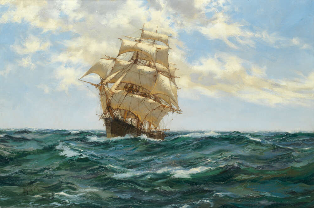 репродукція картина-постер  Американський кліпер Asterion мчить за вітром у відкритому океані Монтегю Доусон