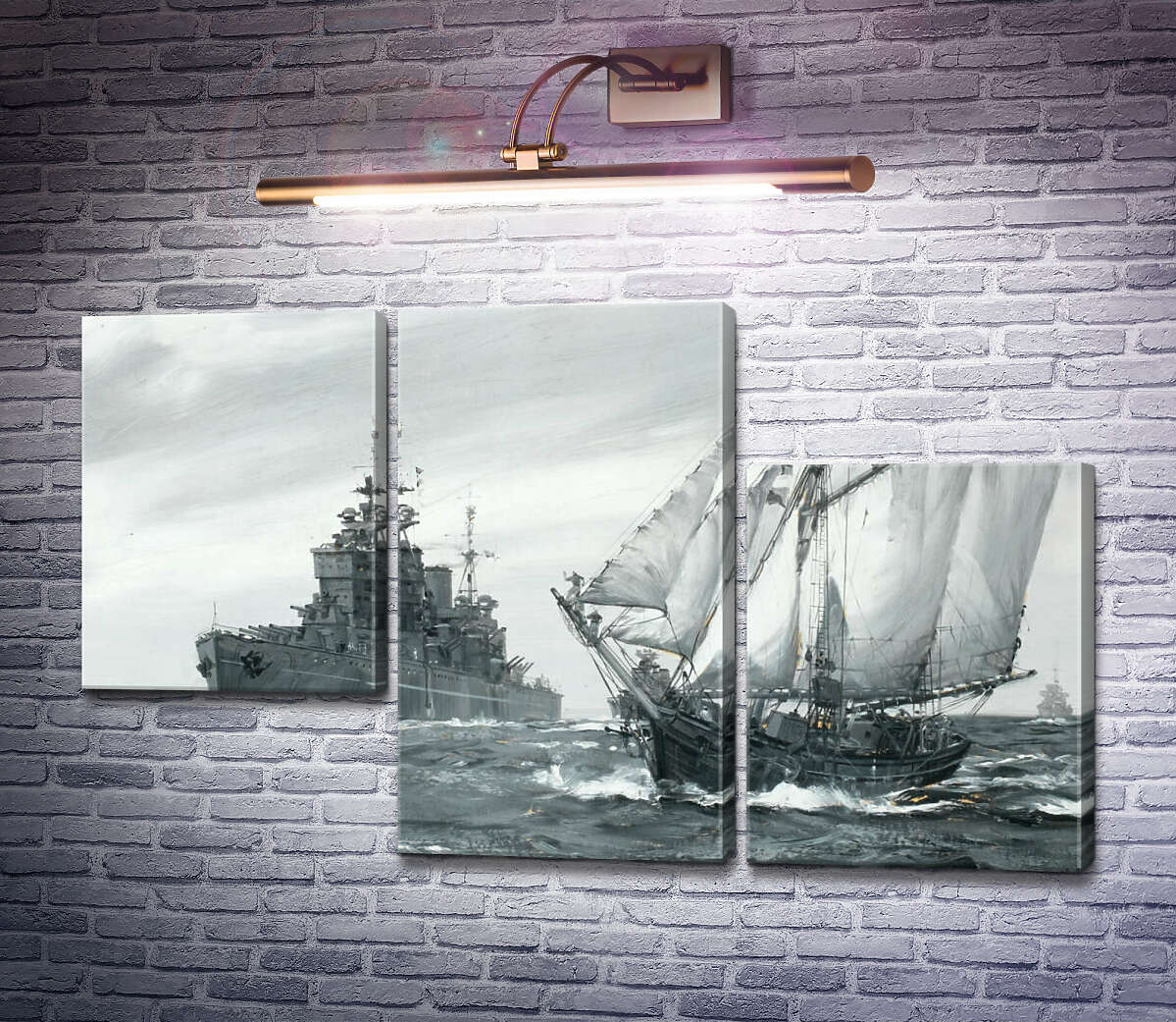 Модульна картина Лінкор HMS. Король Георг V ремонтує грецьку торгову шхуну у морі (Модуль №13) Монтегю Доусон