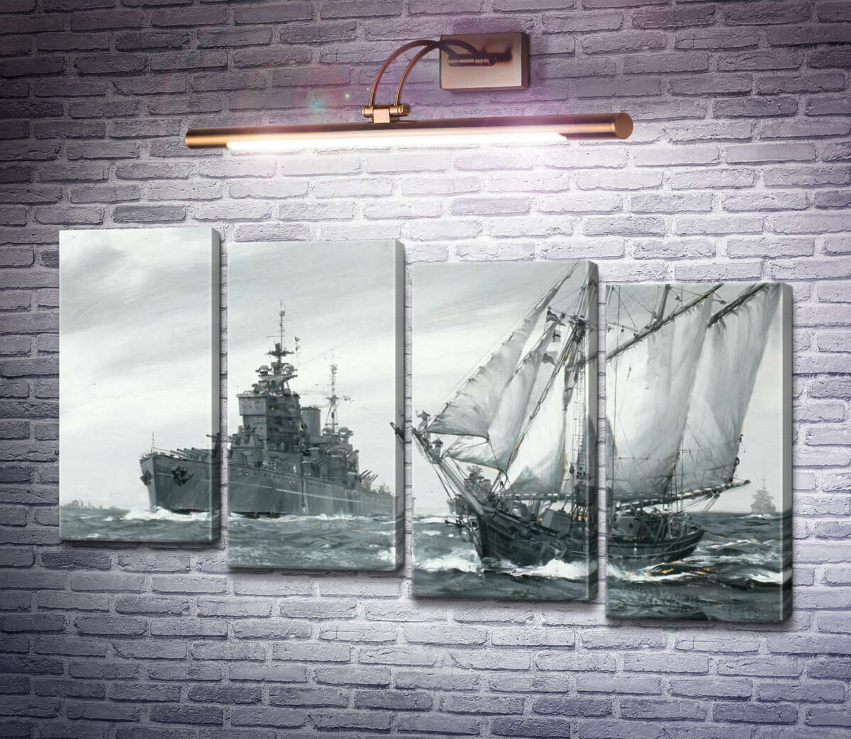 Модульна картина Лінкор HMS. Король Георг V ремонтує грецьку торгову шхуну у морі (Модуль №19) Монтегю Доусон Модульна картина Лінкор HMS. Король Георг V ремонтує грецьку торгову шхуну у морі (Модуль №19) Монтегю Доусон