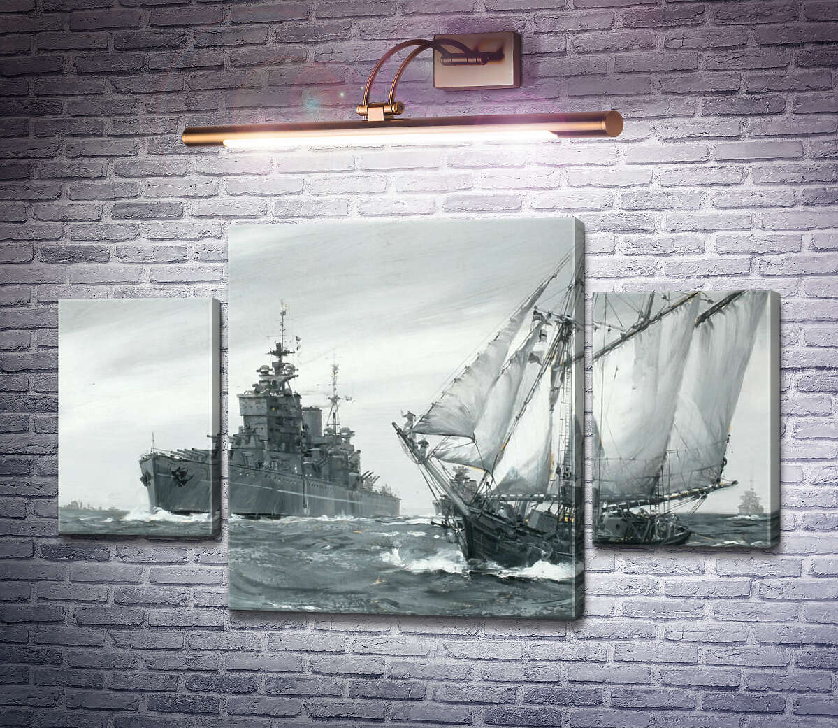Модульна картина Лінкор HMS. Король Георг V ремонтує грецьку торгову шхуну у морі (Модуль №5) Монтегю Доусон