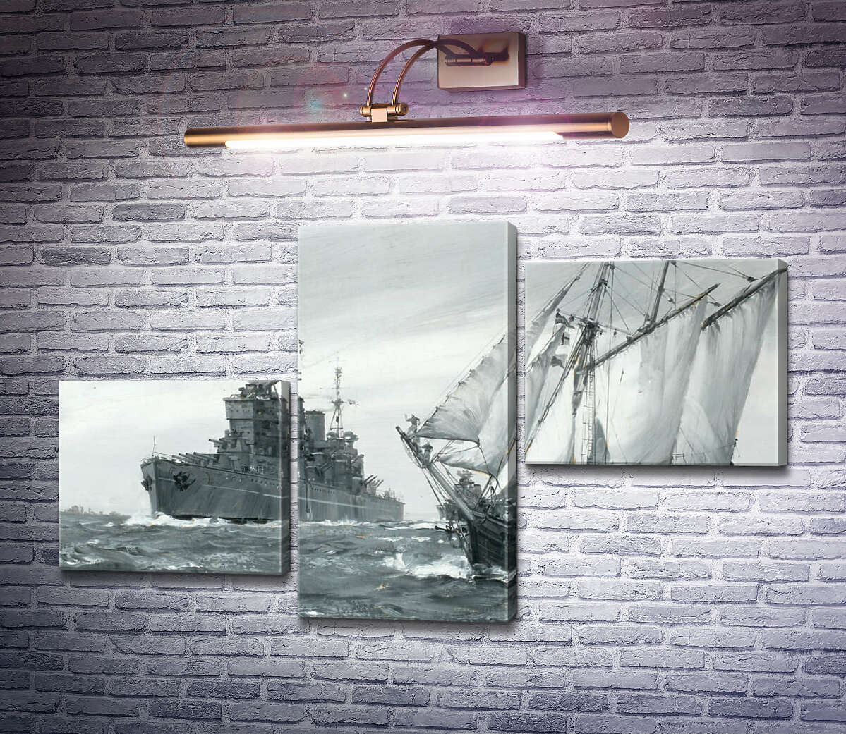 Модульная картина Линкор H.M.S. Король Георг V ремонтирует греческую торговую шхуну в море (Модуль №12) Монтегю Доусон Модульная картина Линкор H.M.S. Король Георг V ремонтирует греческую торговую шхуну в море (Модуль №12) Монтегю Доусон