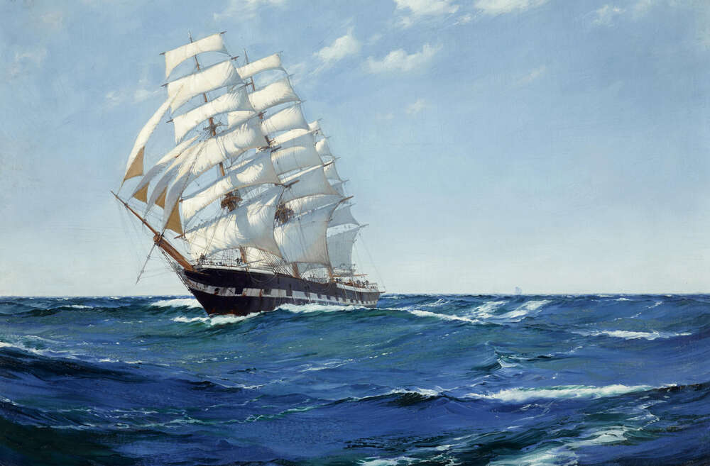 репродукція картина-постер  Напрямок на Захід - східно-індійський корабель-кліпер Waimate Монтегю Доусон
