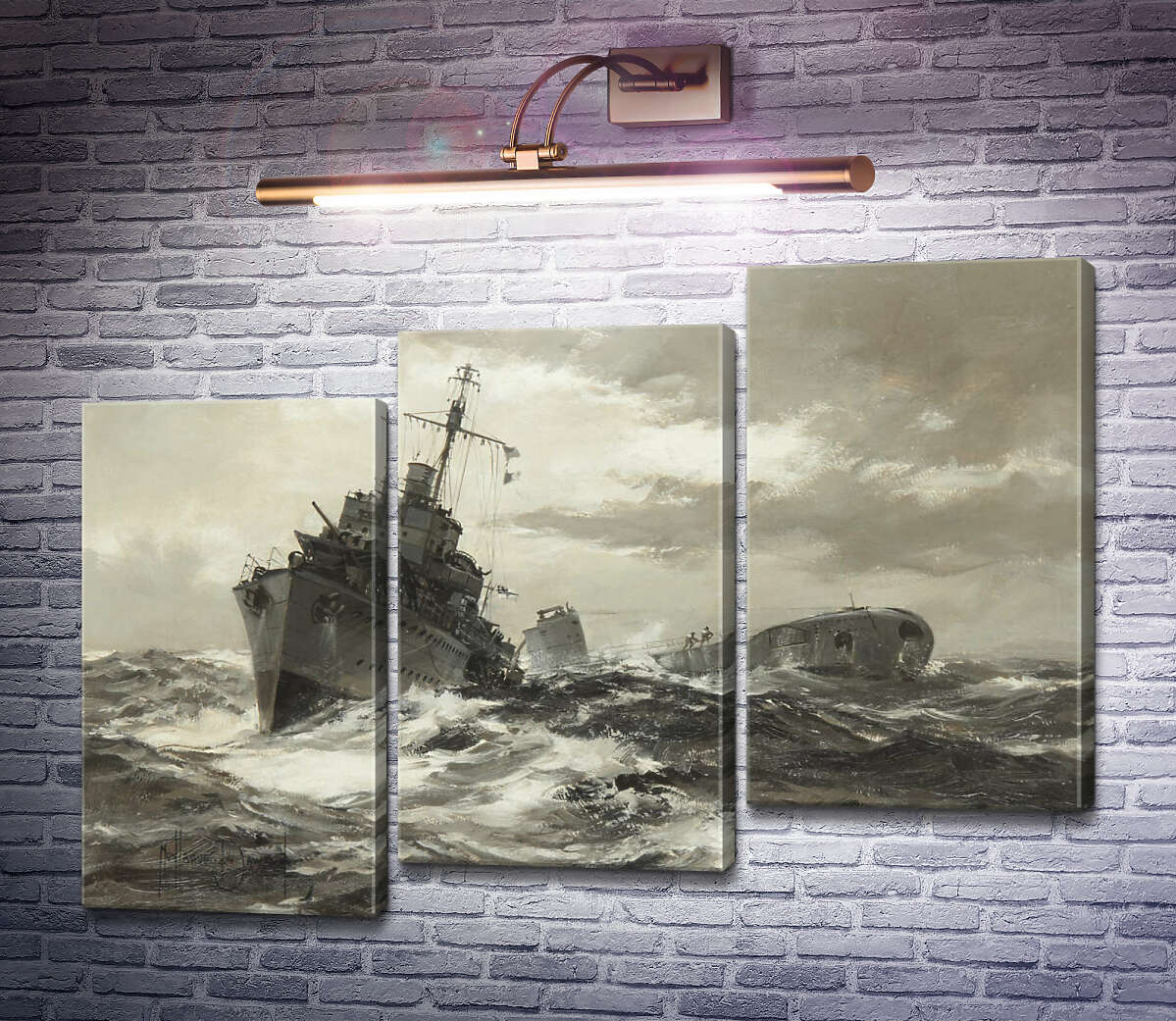 Модульна картина HMS Fame визнає підводний човен союзника (Модуль №14) Монтегю Доусон Модульна картина HMS Fame визнає підводний човен союзника (Модуль №14) Монтегю Доусон