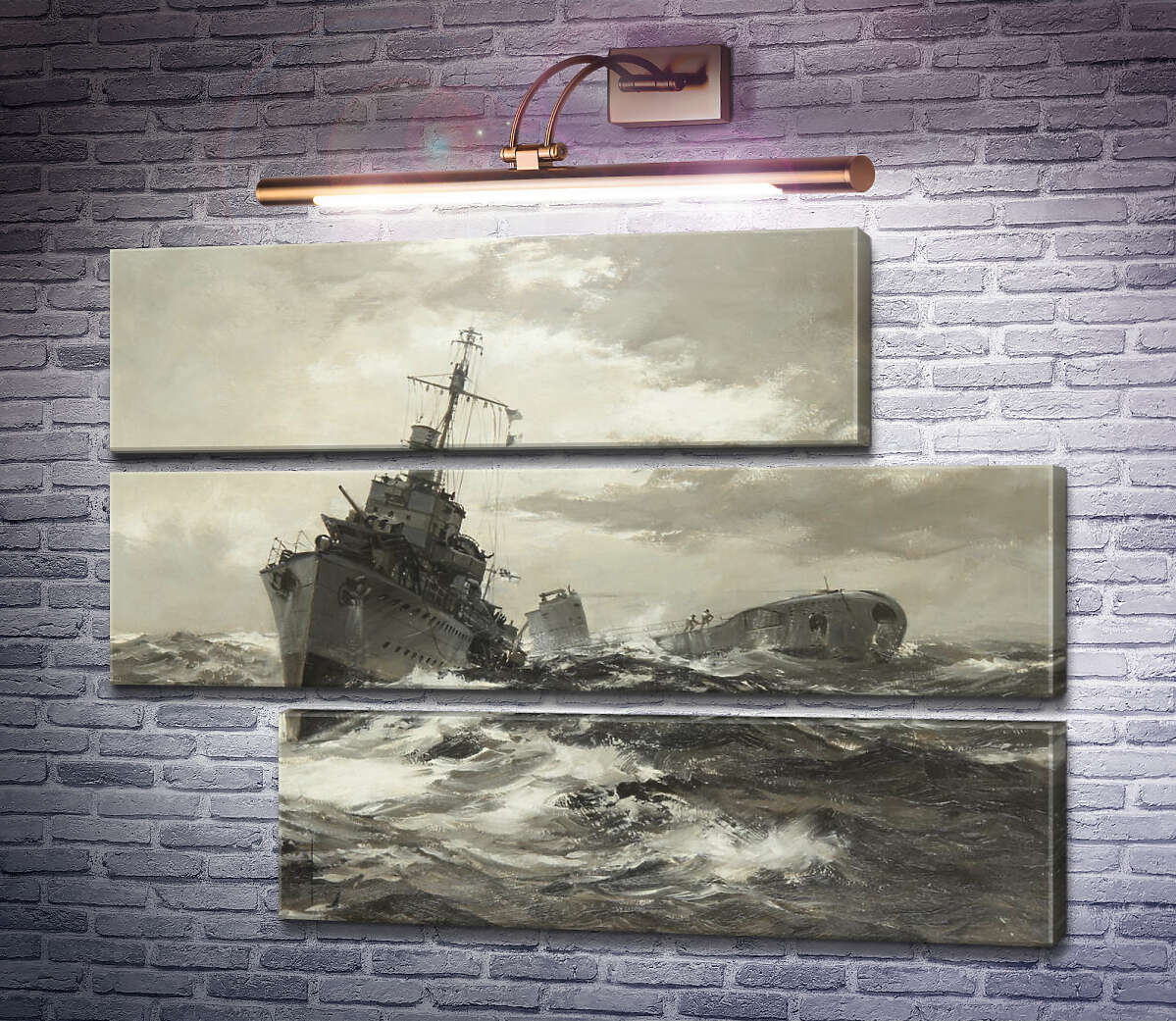 Модульная картина HMS Fame признает подводную лодку союзника (Модуль №16) Монтегю Доусон
