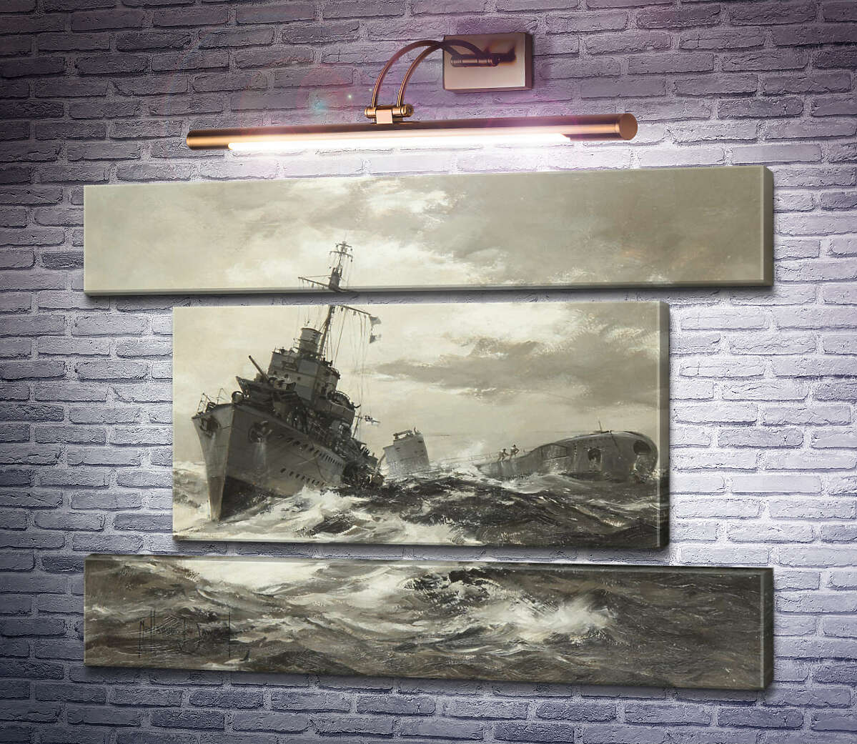 Модульна картина HMS Fame визнає підводний човен союзника (Модуль №18) Монтегю Доусон Модульна картина HMS Fame визнає підводний човен союзника (Модуль №18) Монтегю Доусон