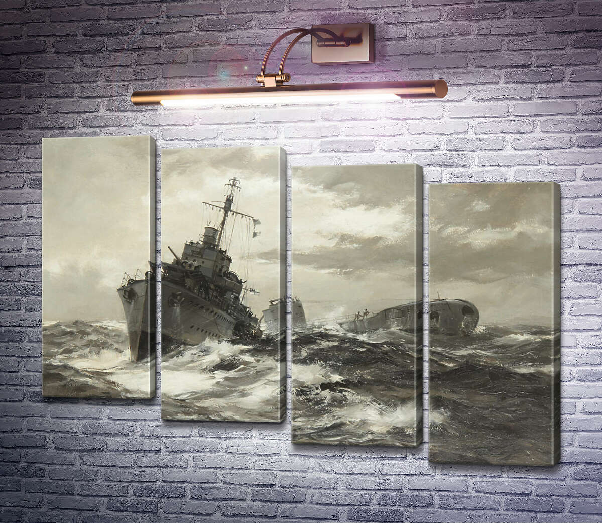 Модульна картина HMS Fame визнає підводний човен союзника (Модуль №19) Монтегю Доусон Модульна картина HMS Fame визнає підводний човен союзника (Модуль №19) Монтегю Доусон