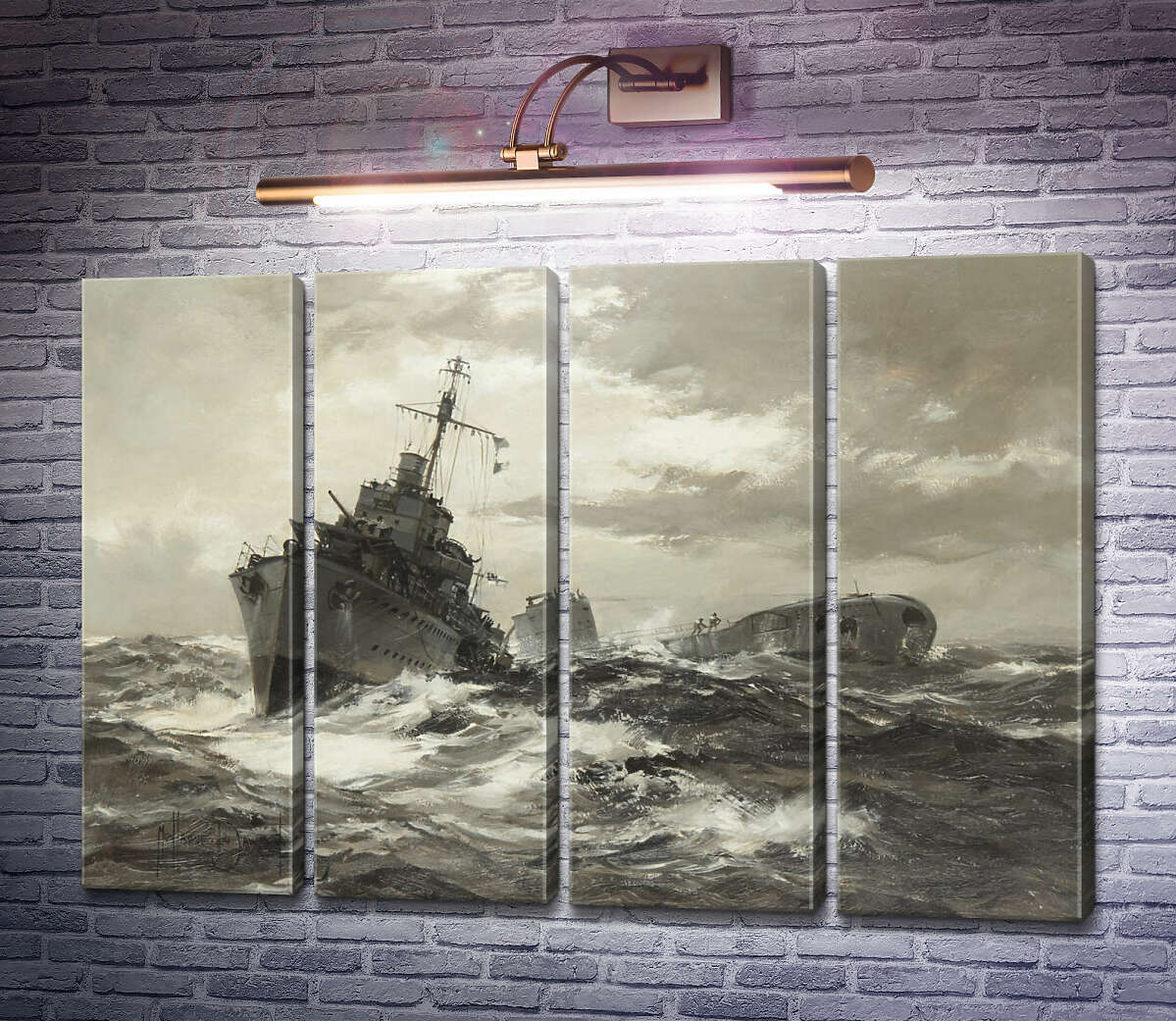 Модульна картина HMS Fame визнає підводний човен союзника (Модуль №24) Монтегю Доусон Модульна картина HMS Fame визнає підводний човен союзника (Модуль №24) Монтегю Доусон