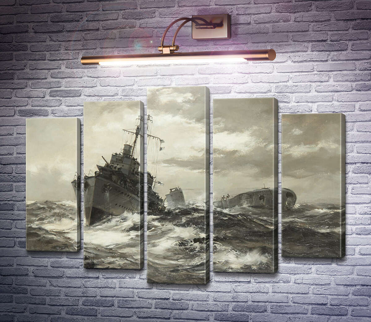Модульная картина HMS Fame признает подводную лодку союзника (Модуль №4) Монтегю Доусон
