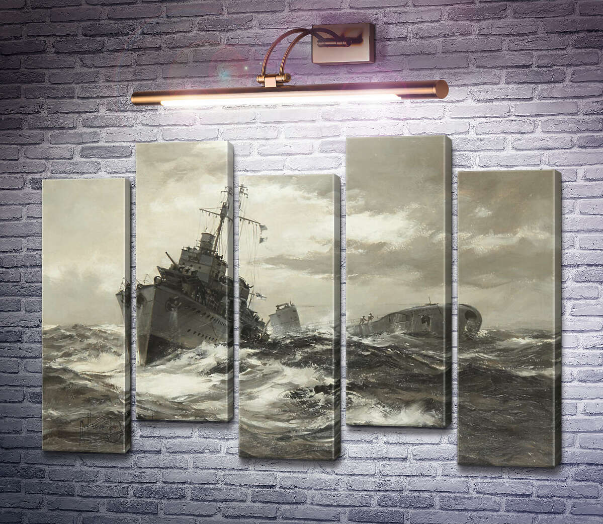 Модульная картина HMS Fame признает подводную лодку союзника (Модуль №30) Монтегю Доусон