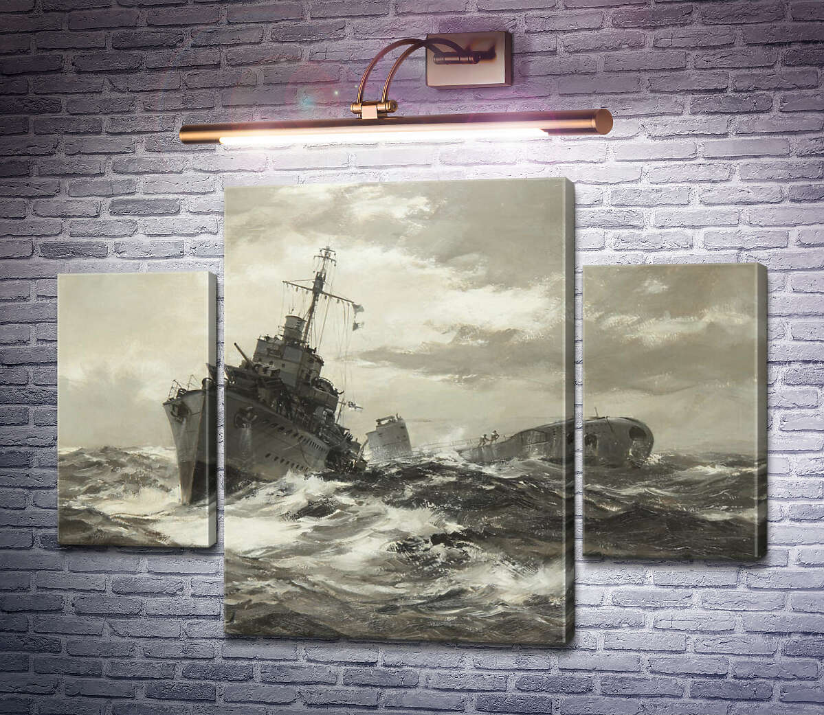 Модульная картина HMS Fame признает подводную лодку союзника (Модуль №5) Монтегю Доусон
