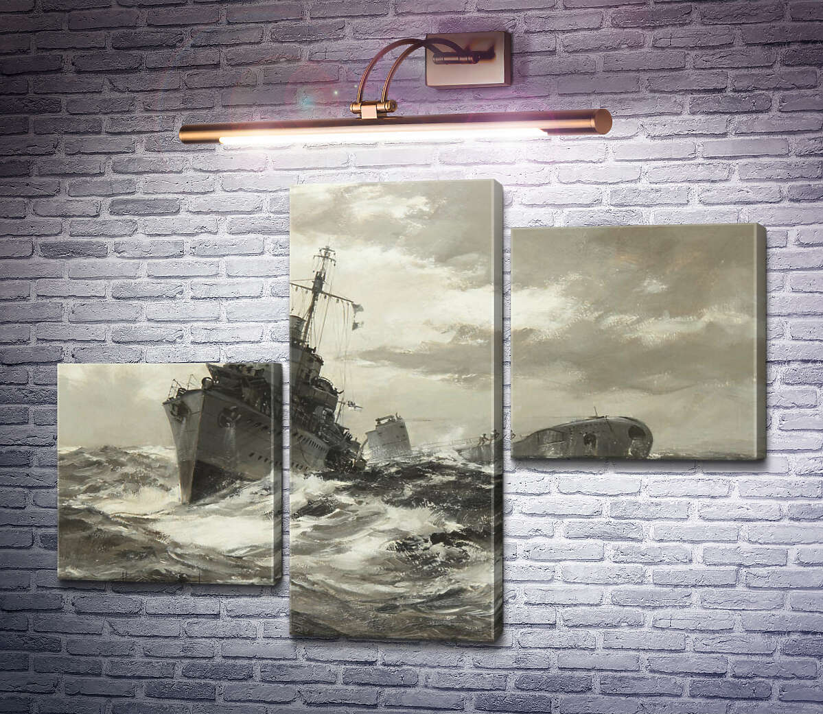 Модульная картина HMS Fame признает подводную лодку союзника (Модуль №12) Монтегю Доусон