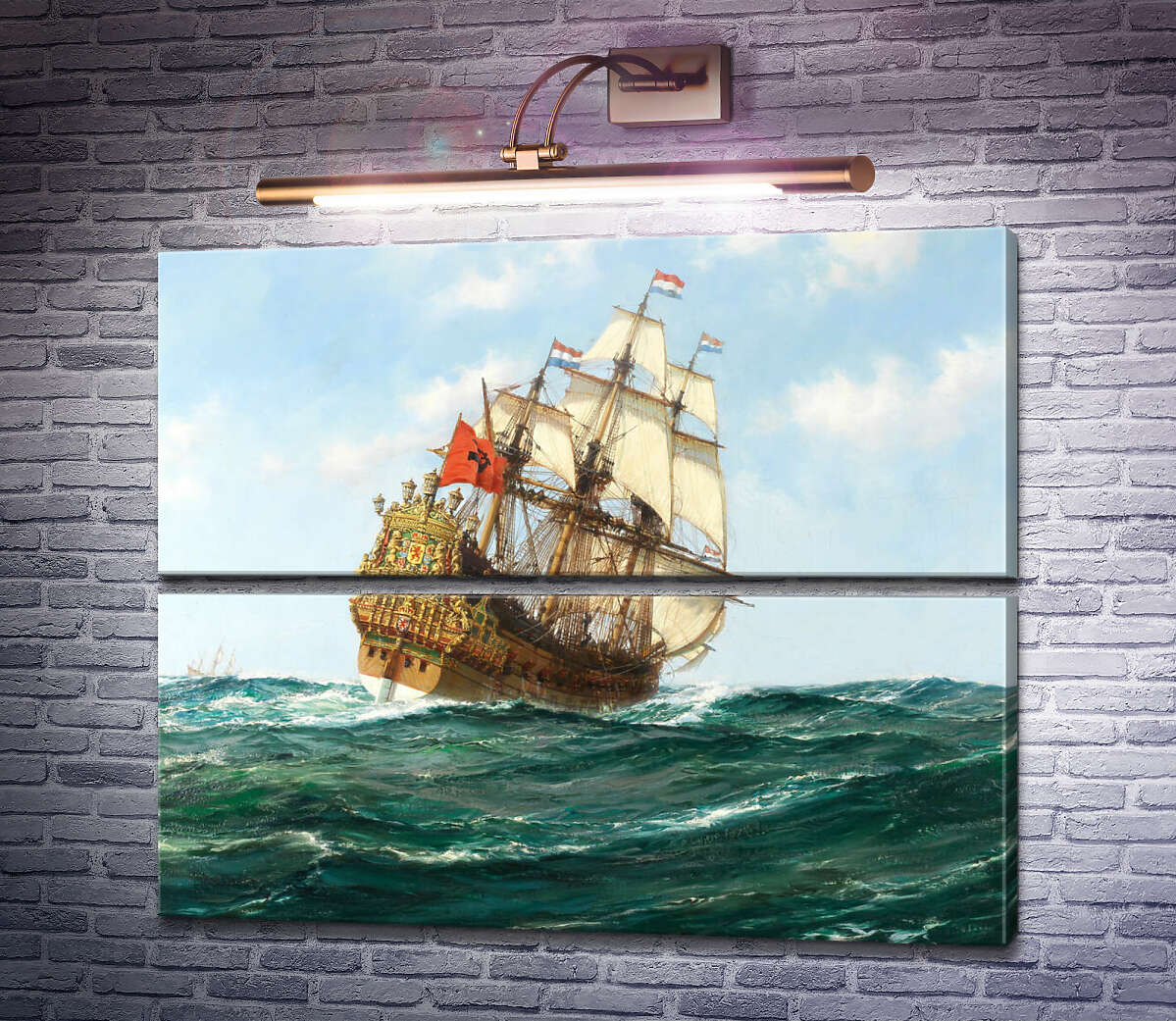 Модульная картина HMS Sovereign of the Seas под голландскими флагами (Модуль №7) Монтегю Доусон Модульная картина HMS Sovereign of the Seas под голландскими флагами (Модуль №7) Монтегю Доусон