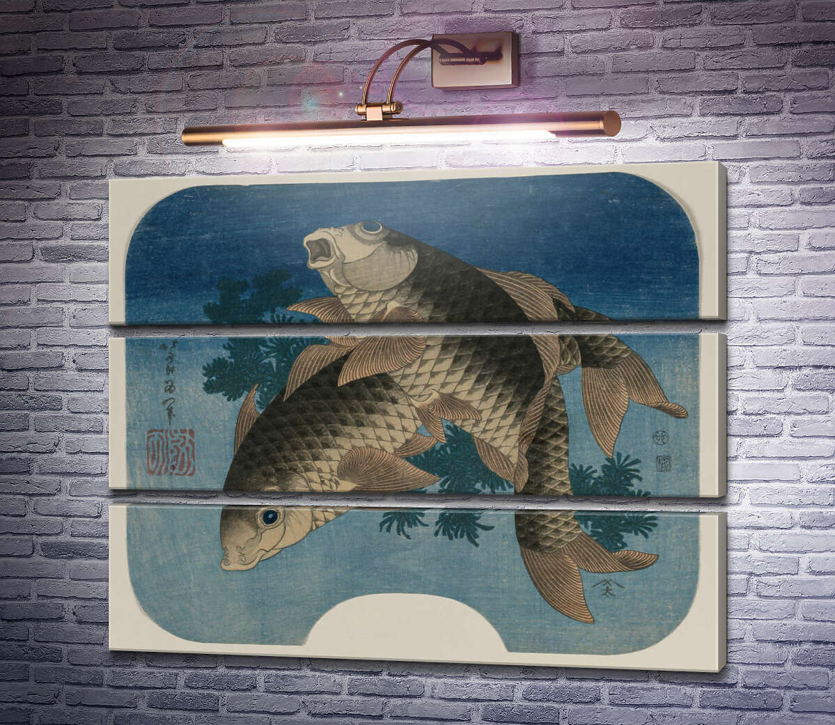 Модульна картина Плавання коропа водними водоростями (Модуль №15) Кацусика Хокусай Модульна картина Плавання коропа водними водоростями (Модуль №15) Кацусика Хокусай